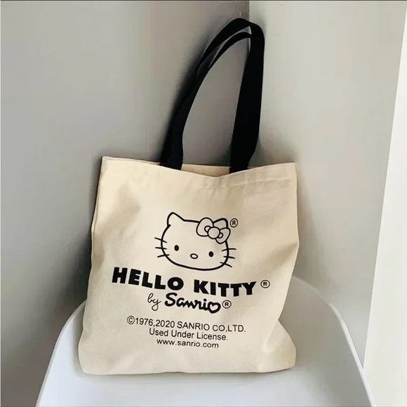 🆕 Hello Kitty Tote bag / cream  color w/ black graphics & straps 🖤 - Picture 7 of 8